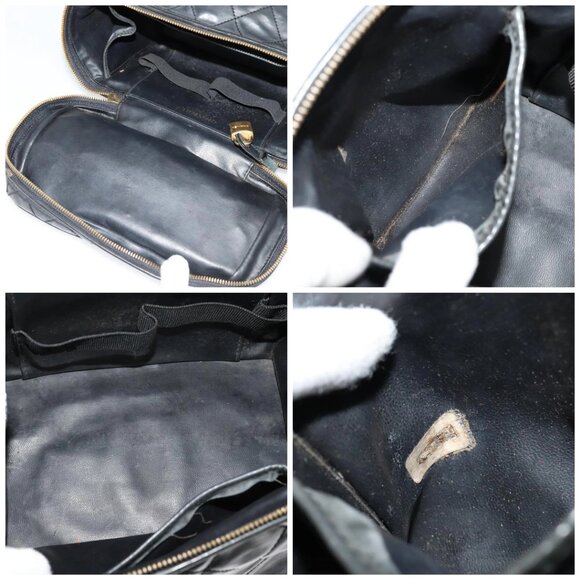 CHANEL Matelasse Vanity Pouch Enamel Black Gold CC Auth - Picture 15 of 16